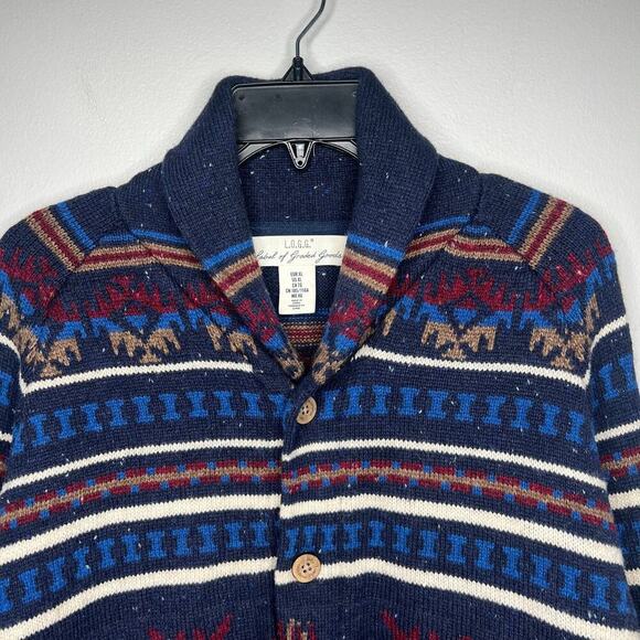 H&M Mens XL Wool Blend Cardigan Sweater Aztec Shawl Collar Academia Southwestern - Picture 2 of 7